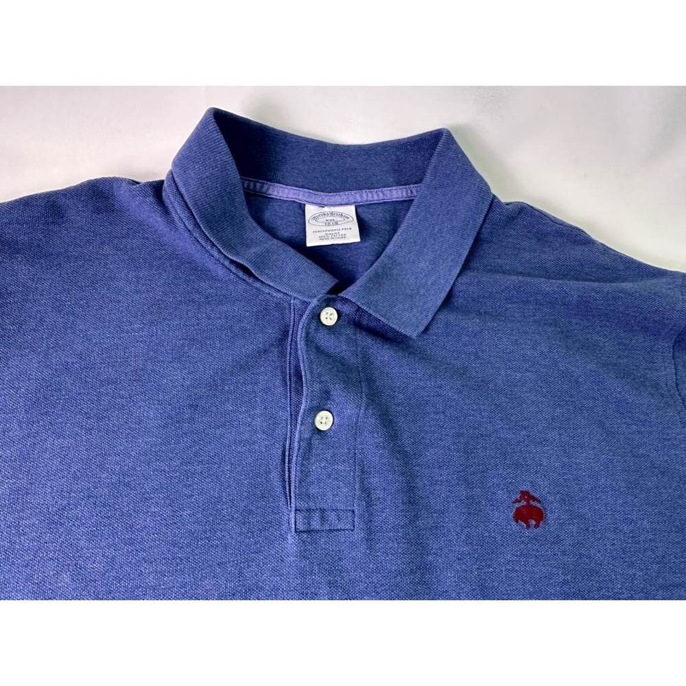Brooks Brothers 1818 Performance Polo Shirt Men's 2XL Slim Fit Blue Cotton